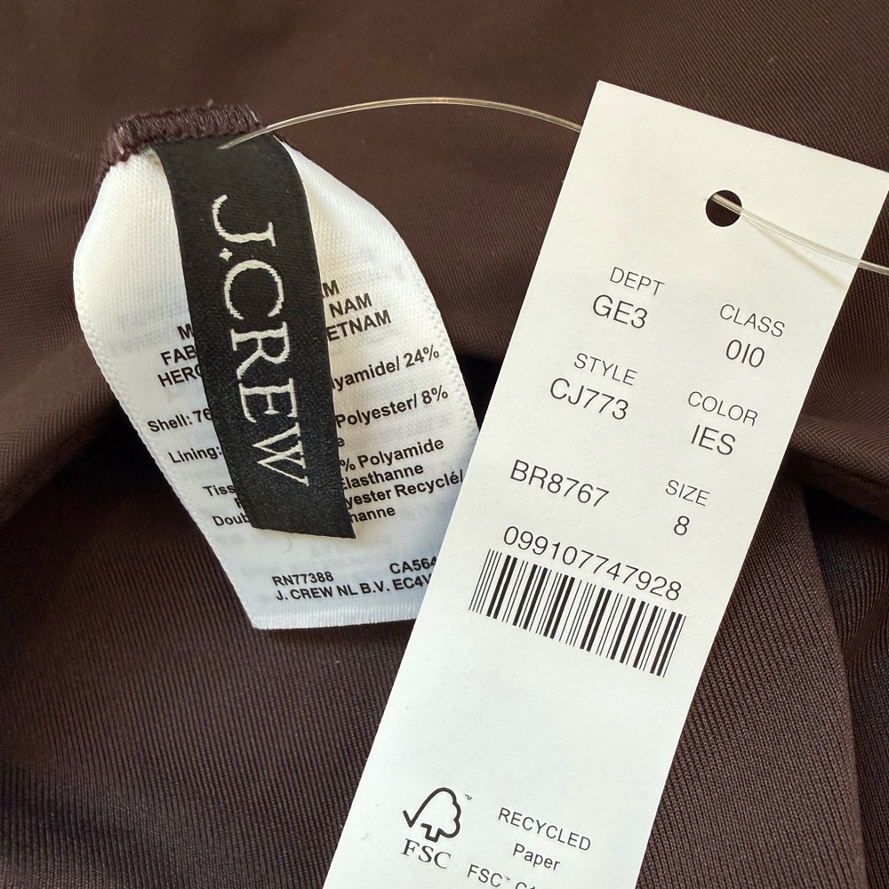 NWT J. Crew Button-trim scoopback one-piece swimsuit - size 6  - brown - Picture 12 of 12